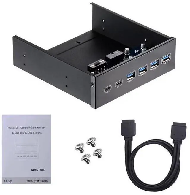 Main image of 5.25" Front Bay USB HUB 2-Port USB 3.1 & 4-Port USB 3.0 High Speed 5Gbps USB Hub Front Panel Computer Case Optical Drive Bay Converter Hub