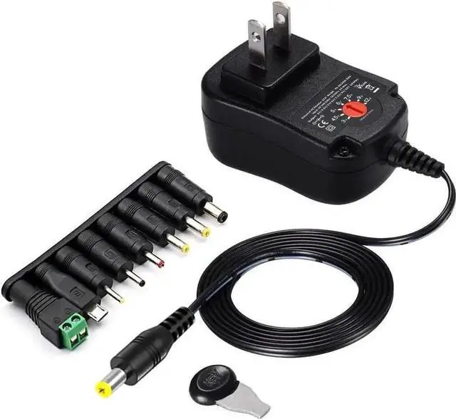 Alt view image 2 of 6 - 12W 3V 4.5V 5V 6V 7.5V 9V 12V Adjustable Voltage Universal AC/DC Adapter Power Supply for Household Electronics,Micro USB - 1A Max