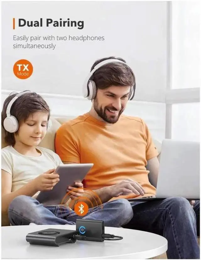 Alt view image 3 of 6 - Aux Bluetooth Adapter for Car, Bluetooth 5.0 Transmitter Receiver, Portable Wireless Bluetooth Adapter, 2-in-1 Bluetooth Aux Adapter, Audio Receiver for Laptop, Radio, Headphones, Speakers, TV