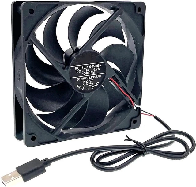 Alt view image 2 of 4 - 120mm USB Cooling Fan With governor, Router Fans,for DIY PC Cooler Silent Quiet DC 5V 120X120X25mm 5V 1200RPM 12025L05R