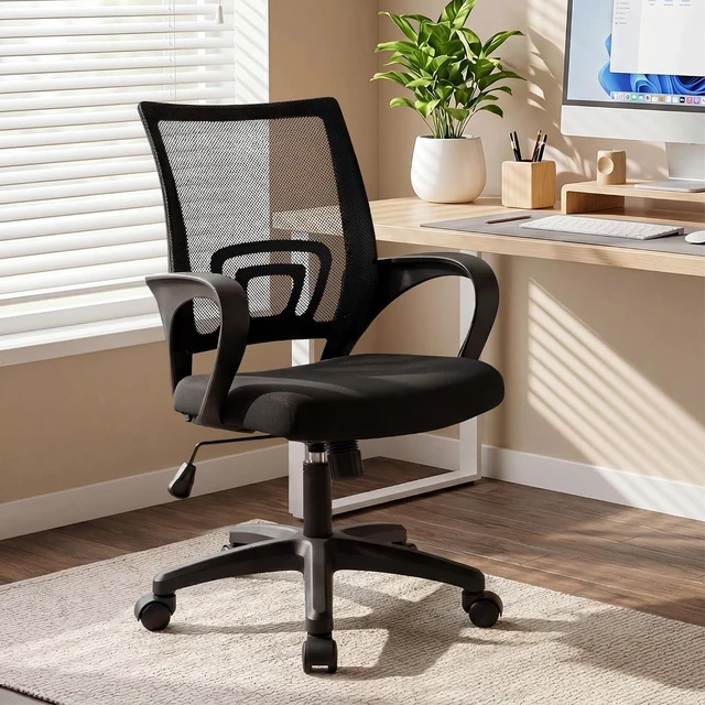 Alt view image 2 of 7 - NEO CHAIR Office Computer Chair Ergonomic Mid-Back Mesh Desk Chair, Black