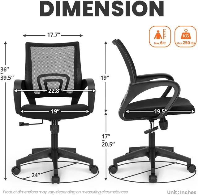 Alt view image 3 of 7 - NEO CHAIR Office Computer Chair Ergonomic Mid-Back Mesh Desk Chair, Black