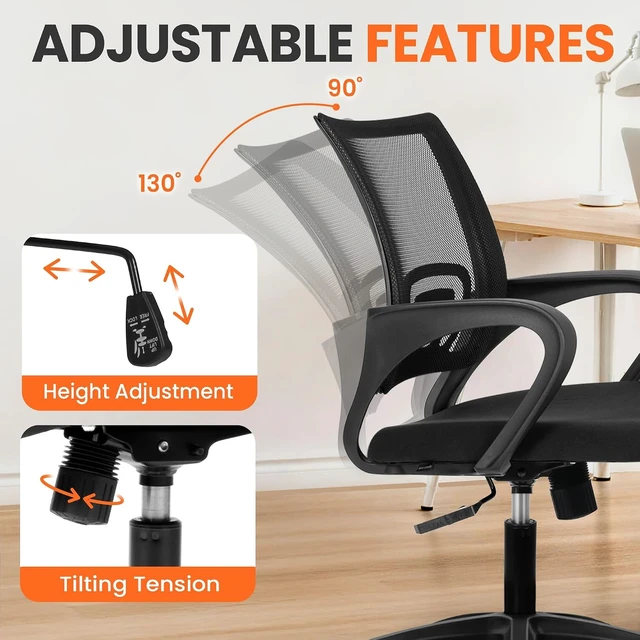 Alt view image 6 of 7 - NEO CHAIR Office Computer Chair Ergonomic Mid-Back Mesh Desk Chair, Black