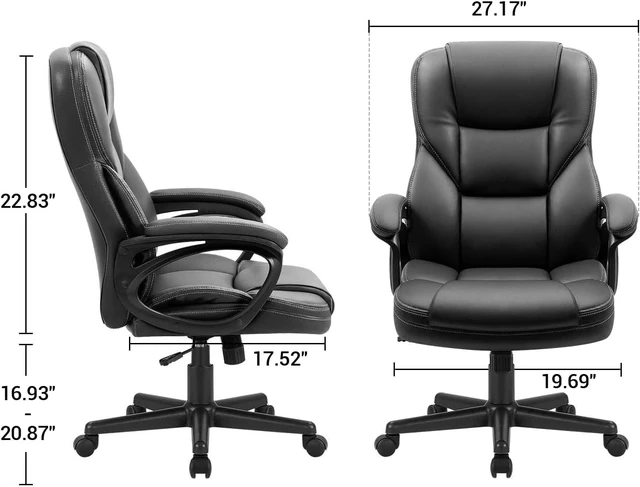 Alt view image 3 of 6 - Office Executive Chair High Back Adjustable Managerial Home Desk Chair, Swivel Computer PU Leather Chair with Lumbar Support (1, Black)