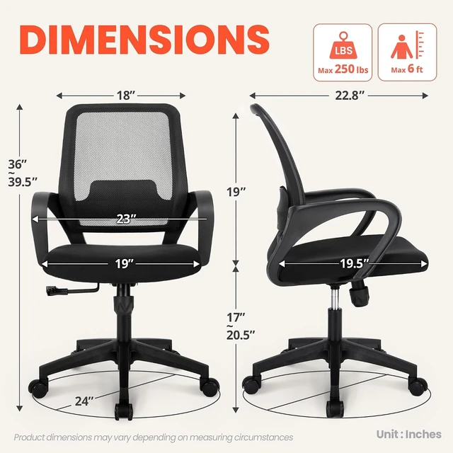 Alt view image 2 of 7 - NEO CHAIR Home Office Desk Chair Ergonomic Mesh with Lumbar Support, Black