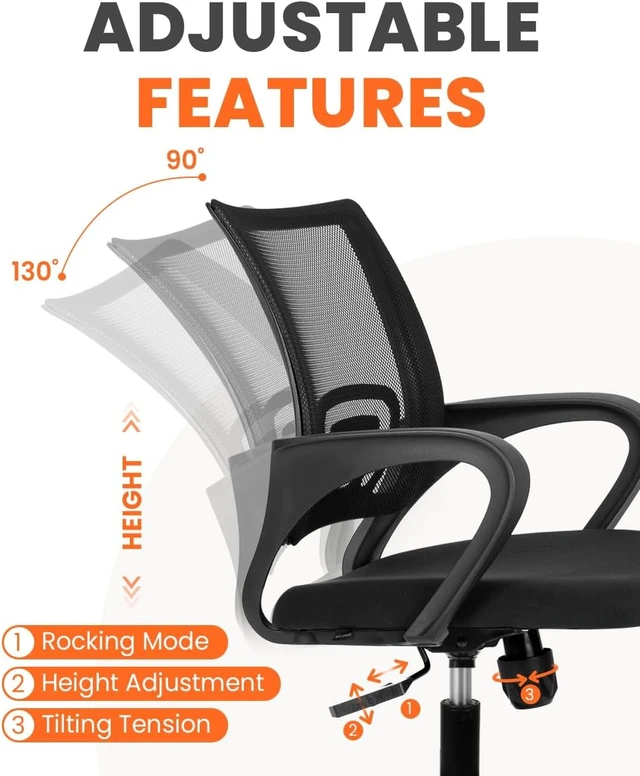 Alt view image 5 of 7 - NEO CHAIR Office Computer Ergonomic Mid-Back Mesh Desk Chair, Dark Black