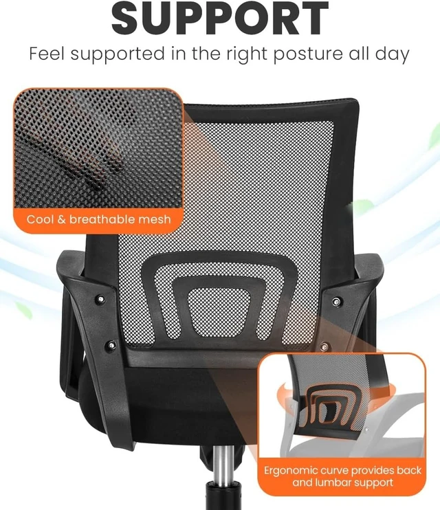 Alt view image 6 of 7 - NEO CHAIR Office Computer Ergonomic Mid-Back Mesh Desk Chair, Dark Black