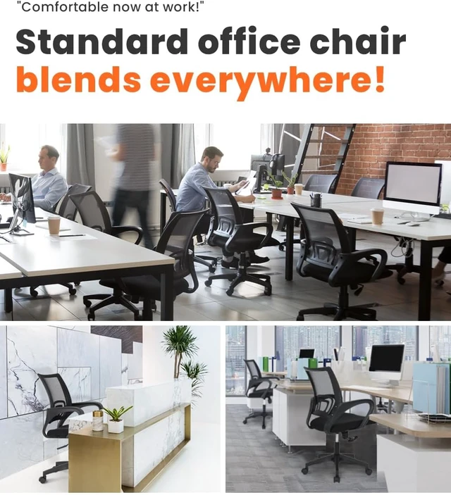 Alt view image 7 of 7 - NEO CHAIR Office Computer Ergonomic Mid-Back Mesh Desk Chair, Dark Black