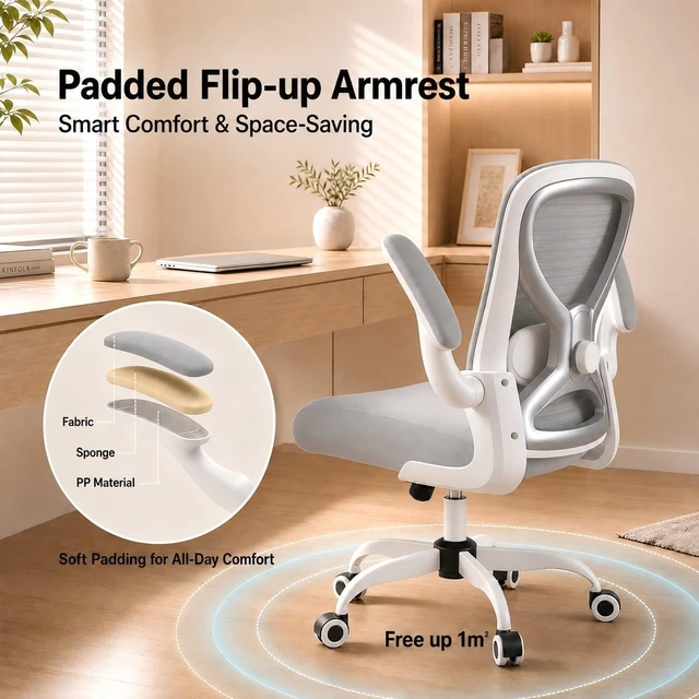 Alt view image 5 of 6 - Ergonomic Home Office Chair, 4-Way Lumbar, Thick Cushion, 330LBS