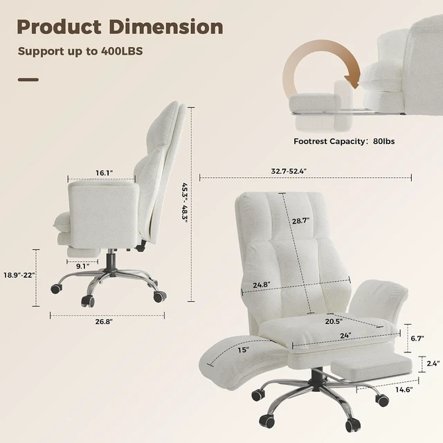 Alt view image 2 of 7 - Big and Tall Office Chair, Flip Armrests for Pets & Cross Legged Sitting