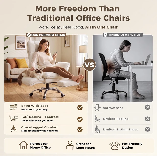 Alt view image 3 of 7 - Big and Tall Office Chair, Flip Armrests for Pets & Cross Legged Sitting