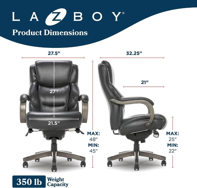 Alt view image 3 of 7 - Big and Tall Executive Office Chair Lumbar Support, Leather Chair