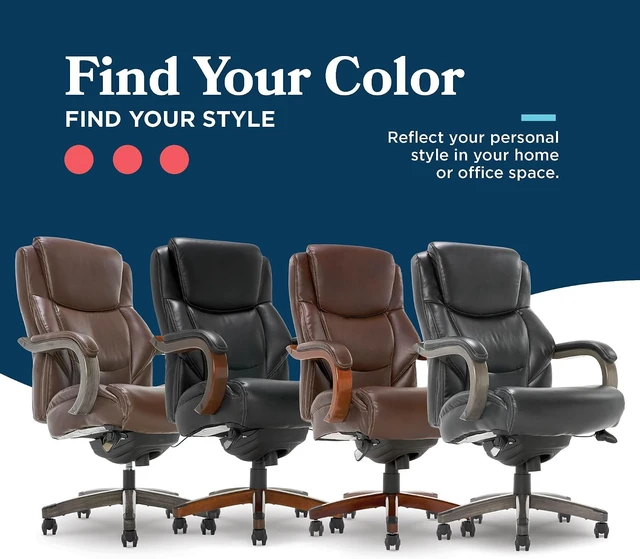 Alt view image 5 of 7 - Big and Tall Executive Office Chair Lumbar Support, Leather Chair