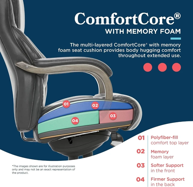 Alt view image 6 of 7 - Big and Tall Executive Office Chair Lumbar Support, Leather Chair