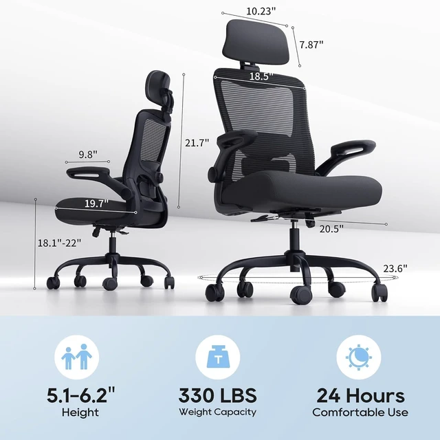 Alt view image 2 of 7 - Ergonomic Office Chair for Lower Back Relief, 4-Way Lumbar, 330 LBS
