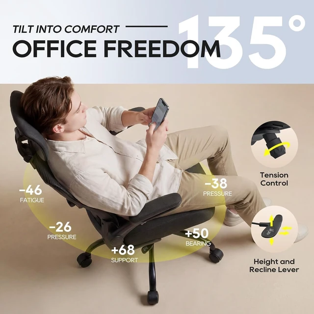 Alt view image 3 of 7 - Ergonomic Office Chair for Lower Back Relief, 4-Way Lumbar, 330 LBS
