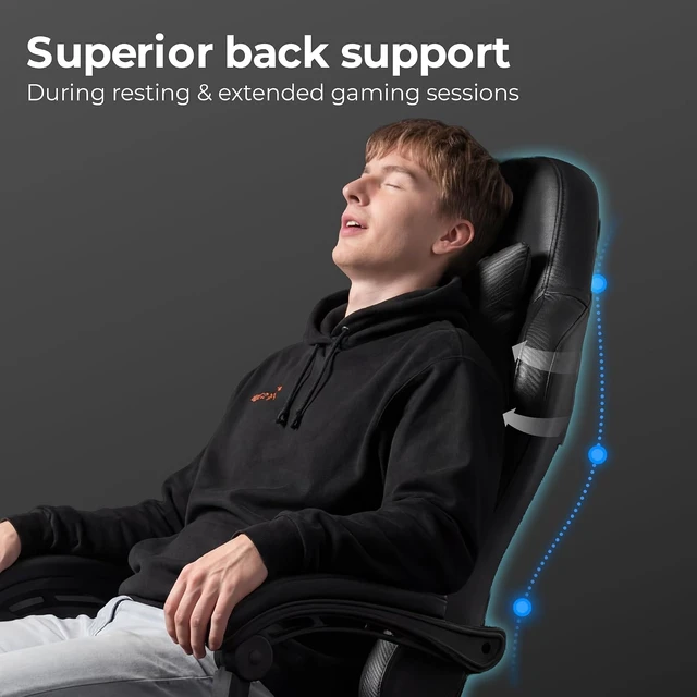 Alt view image 4 of 7 - N-GEN GAMING Gaming Chair with Footrest, Lumbar, High-Back, All Black