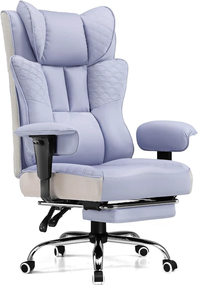 Main image of Big and Tall Office Chair Wide Ergonomic Gaming Chair with Deluxe Embossing Designed Leather with Foot Rest,150°Reclining Adjustable Soft Armrests Pocket Spring Back Support and Pillow
