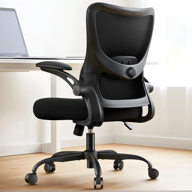 Main image of Ergonomic Office Chair Desk Chair with 3D PU Armrests and Adjustable Lumbar Support Breathable Mesh Chair Executive Rolling Swivel Comfy Task Chair for Home Office Gaming Black