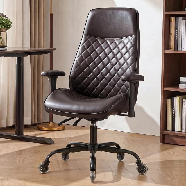 Main image of NEO CHAIR Dark Brown PU Leather Office Chair Ergonomic Design, Swivel Chair
