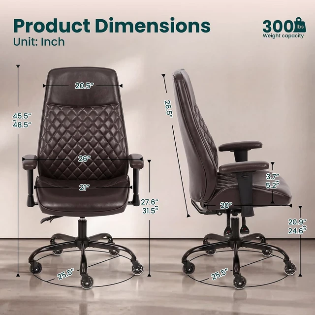 Alt view image 2 of 7 - NEO CHAIR Dark Brown PU Leather Office Chair Ergonomic Design, Swivel Chair
