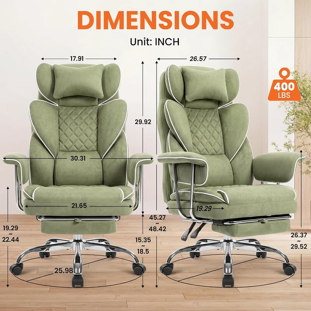 Alt view image 3 of 7 - NEO CHAIR Big & Tall PU Leather Office Chair,High Back,Lumbar Support,Green