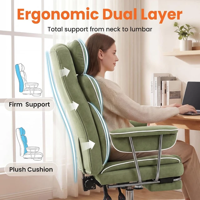 Alt view image 5 of 7 - NEO CHAIR Big & Tall PU Leather Office Chair,High Back,Lumbar Support,Green