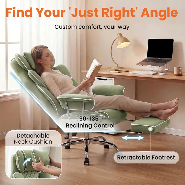 Alt view image 4 of 7 - NEO CHAIR Big & Tall PU Leather Office Chair,High Back,Lumbar Support,Green