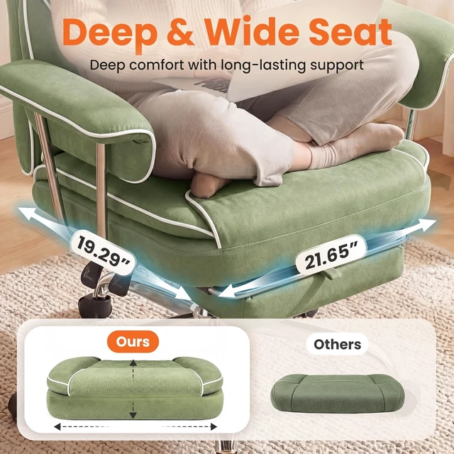 Alt view image 6 of 7 - NEO CHAIR Big & Tall PU Leather Office Chair,High Back,Lumbar Support,Green