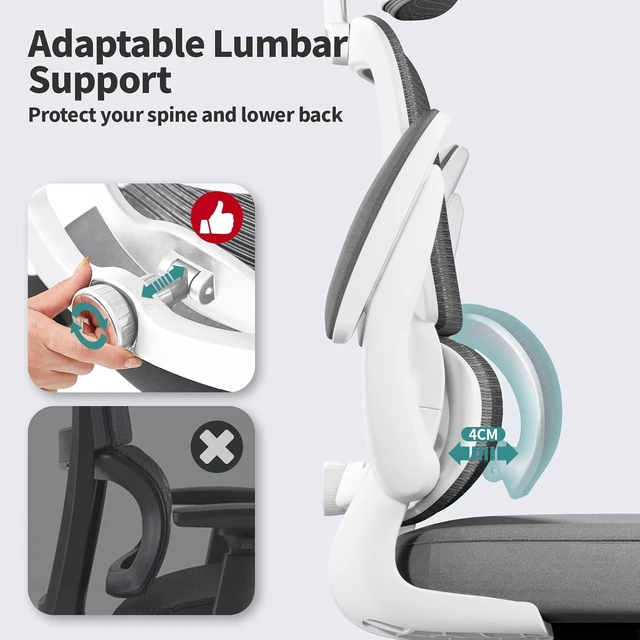 Alt view image 3 of 6 - Office Chair Ergonomic Desk Chair with Lumbar Support White, 1