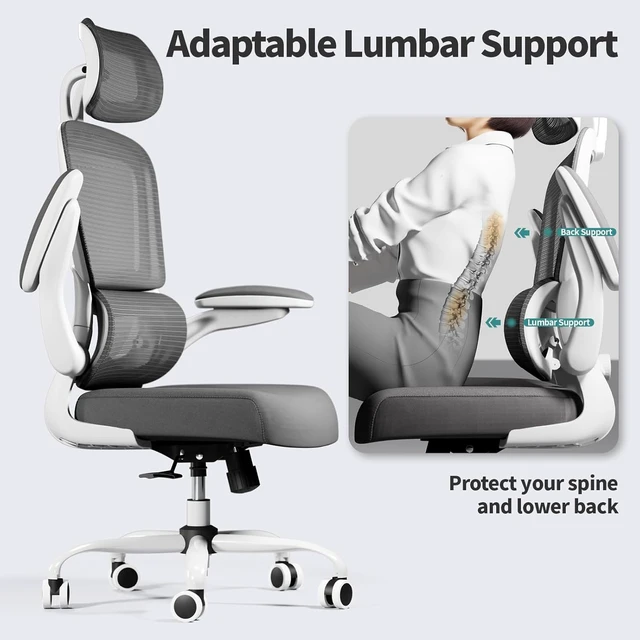 Alt view image 5 of 6 - Office Chair Ergonomic Desk Chair with Lumbar Support White, 1
