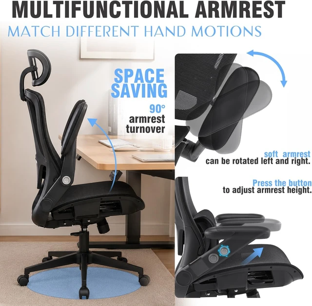 Alt view image 5 of 7 - Ergonomic Office Chair with Adjustable Lumbar Support Mesh Desk Chair Comfy