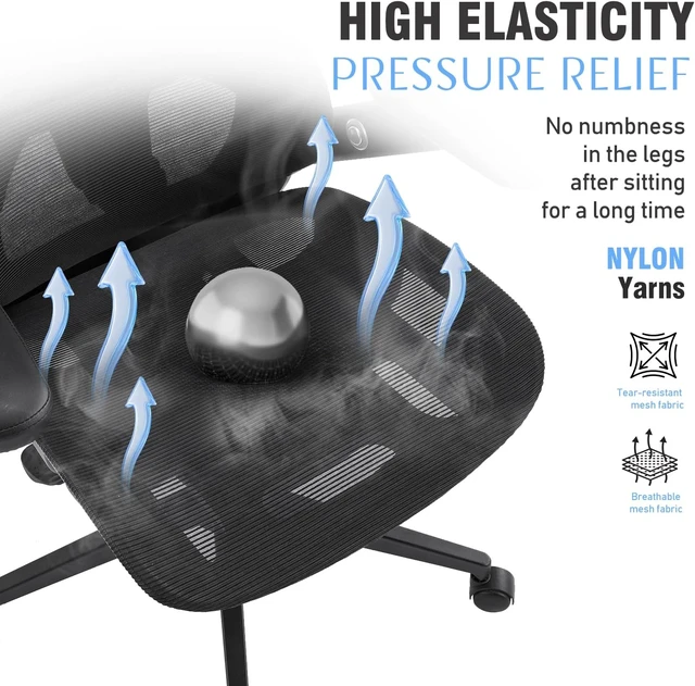 Alt view image 6 of 7 - Ergonomic Office Chair with Adjustable Lumbar Support Mesh Desk Chair Comfy