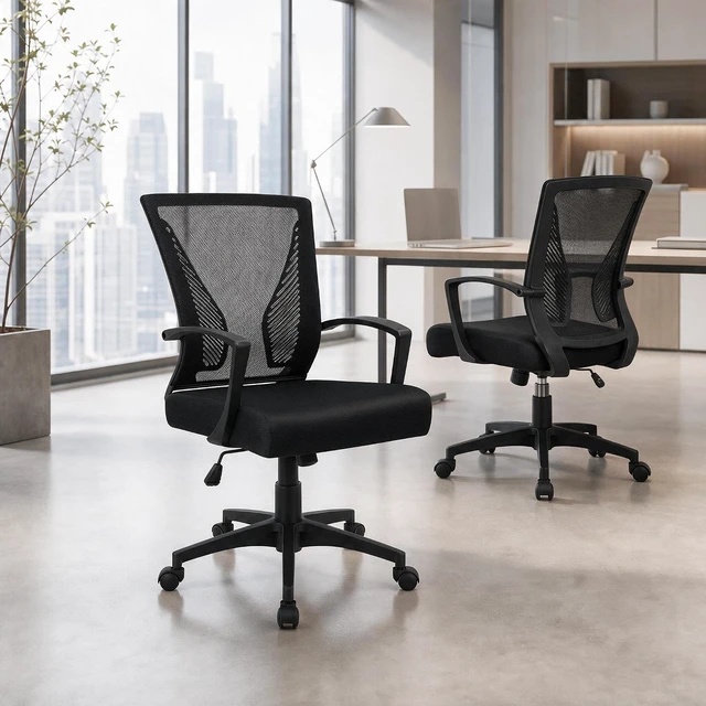 Alt view image 2 of 7 - Office Chair,Ergonomic Computer Desk Mesh Chair,Lumbar Support,Black