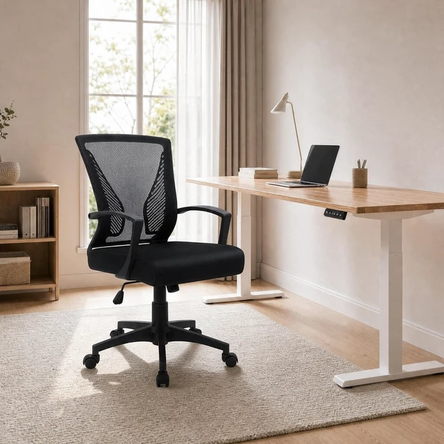 Alt view image 4 of 7 - Office Chair,Ergonomic Computer Desk Mesh Chair,Lumbar Support,Black