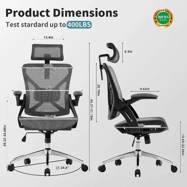 Alt view image 2 of 7 - Executive Office Chairs Gaming Chairs with Headrest Lumbar,Grey