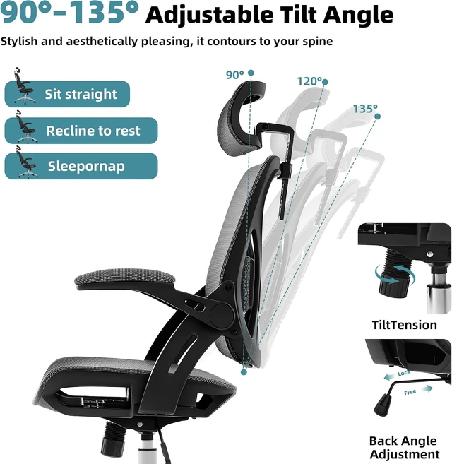 Alt view image 6 of 7 - Executive Office Chairs Gaming Chairs with Headrest Lumbar,Grey