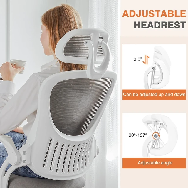 Alt view image 4 of 7 - Computer Desk Chair, Mesh Office Chair with Lumbar Support