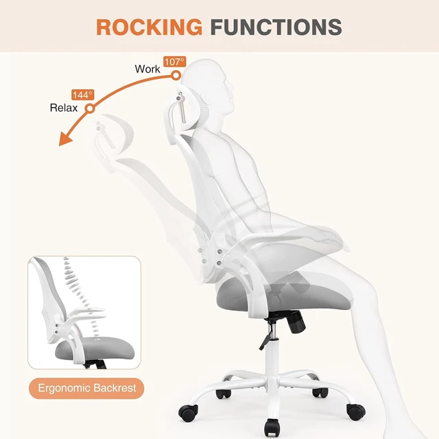 Alt view image 5 of 7 - Computer Desk Chair, Mesh Office Chair with Lumbar Support