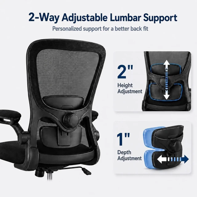 Alt view image 3 of 7 - Ergonomic Office Chair for Lower Back Relief, 4-Way Lumbar, 330 LBS