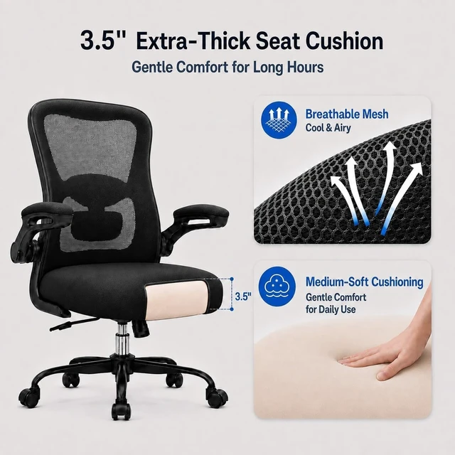 Alt view image 6 of 7 - Ergonomic Office Chair for Lower Back Relief, 4-Way Lumbar, 330 LBS