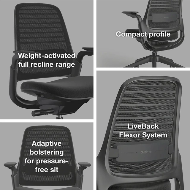Alt view image 5 of 7 - Steelcase Series 1 Ergonomic Office Chair, Carpet Floors, Malt