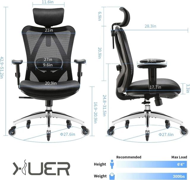 Alt view image 2 of 7 - M18 Ergonomic Office Chair, Upgraded Wheels, Mesh Back Desk Chair