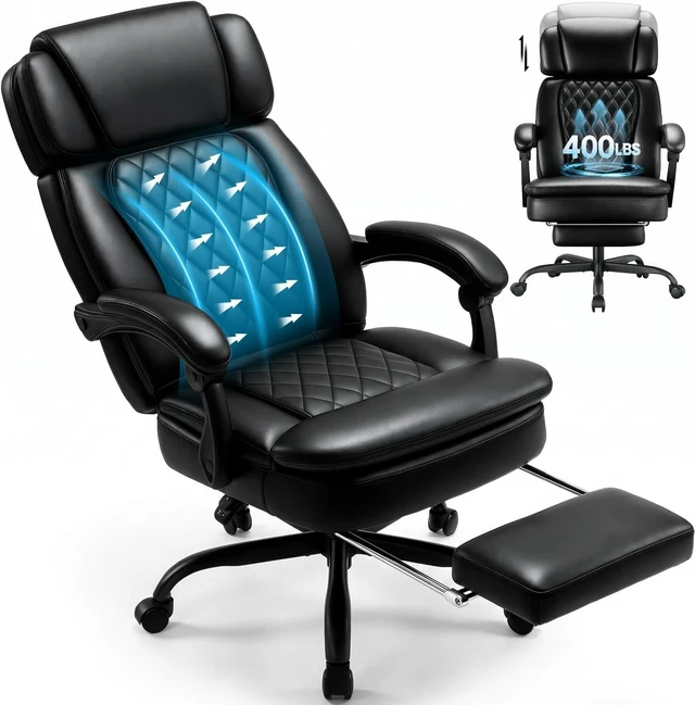 Main image of Big and Tall Office Chair 400lbs, PU Leather Executive Chair