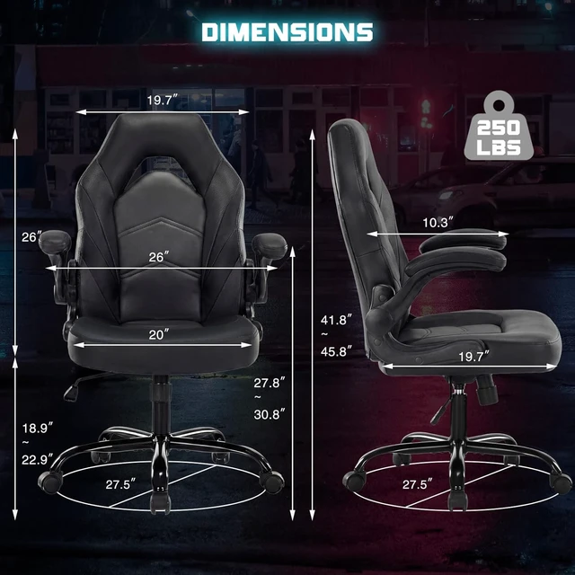 Alt view image 3 of 7 - Computer Gaming Chair, Home Office Desk Chair, PU Leather