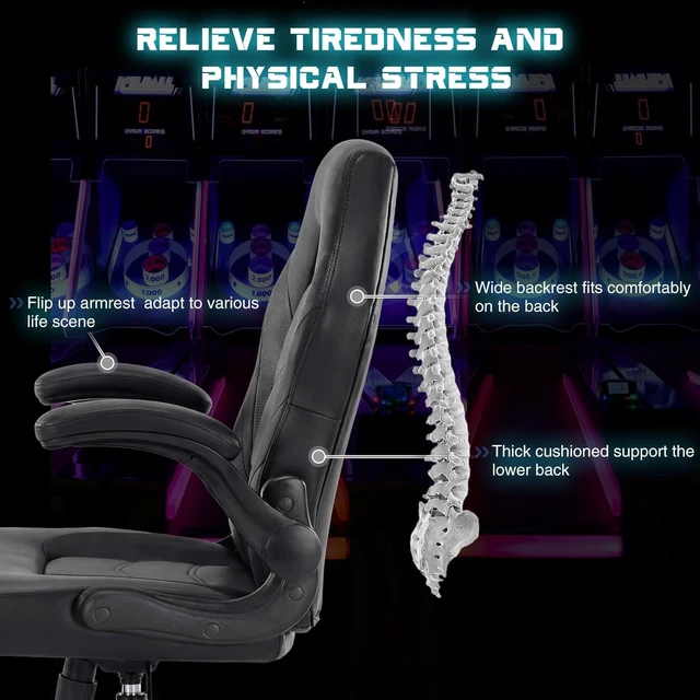 Alt view image 4 of 7 - Computer Gaming Chair, Home Office Desk Chair, PU Leather