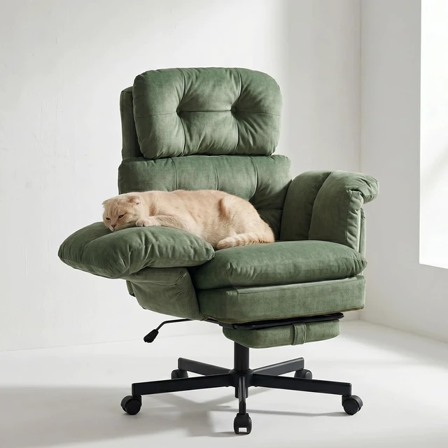 Main image of Criss Cross Office Chair with Foot Rest, Big and Tall Office Desk Chairs with Flip Armrests for Pets & Cross Legged Sitting, Comfy Executive Ergonomic Reclining Computer Gaming Vanity Chair, Green