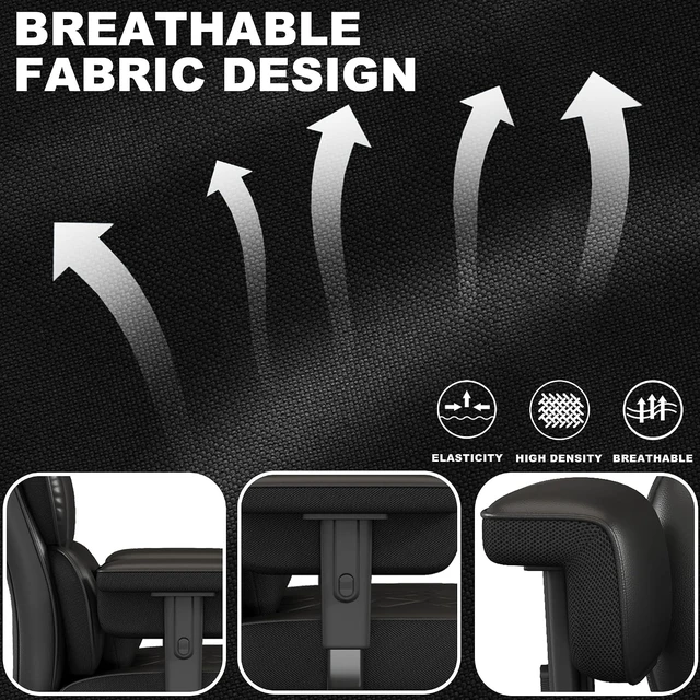 Alt view image 6 of 7 - Big and Tall Office Chair with Footrest, High Back Executive Desk Chair with Adjustable Lift Armrest, 155°ReclineLumbar Support Pillow, Faux Leather Gaming Chairs for Home or Office Black