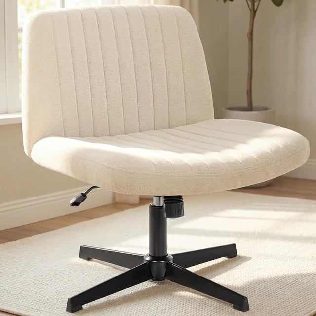 Main image of NEO CHAIR Criss Cross Chair with No Wheels, Cozy Wide Armless Seat, Beige