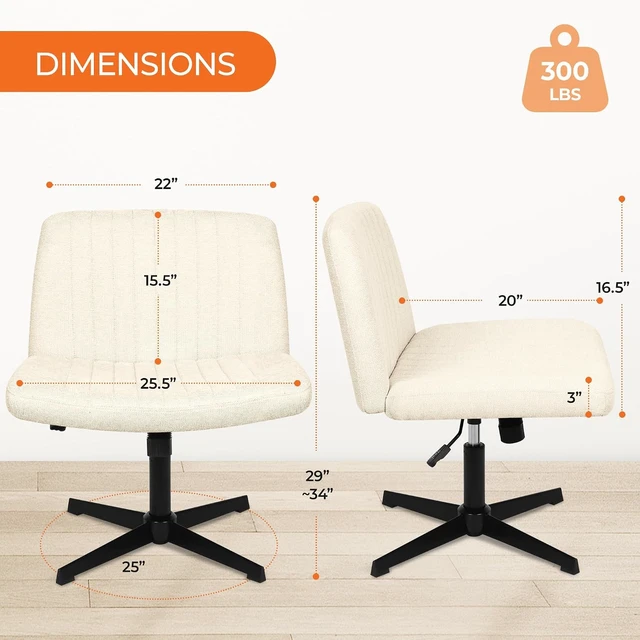 Alt view image 2 of 7 - NEO CHAIR Criss Cross Chair with No Wheels, Cozy Wide Armless Seat, Beige